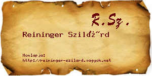 Reininger Szilárd névjegykártya